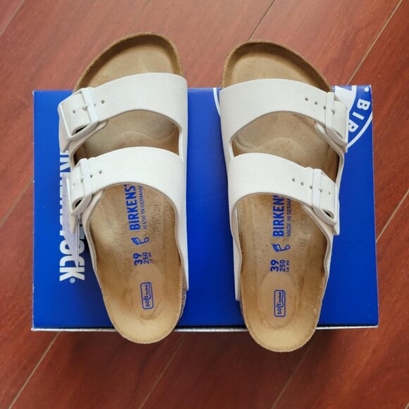 Birkenstock Women's Arizona Soft Footbed Suede Leather - Antique White - Picture 1 of 7